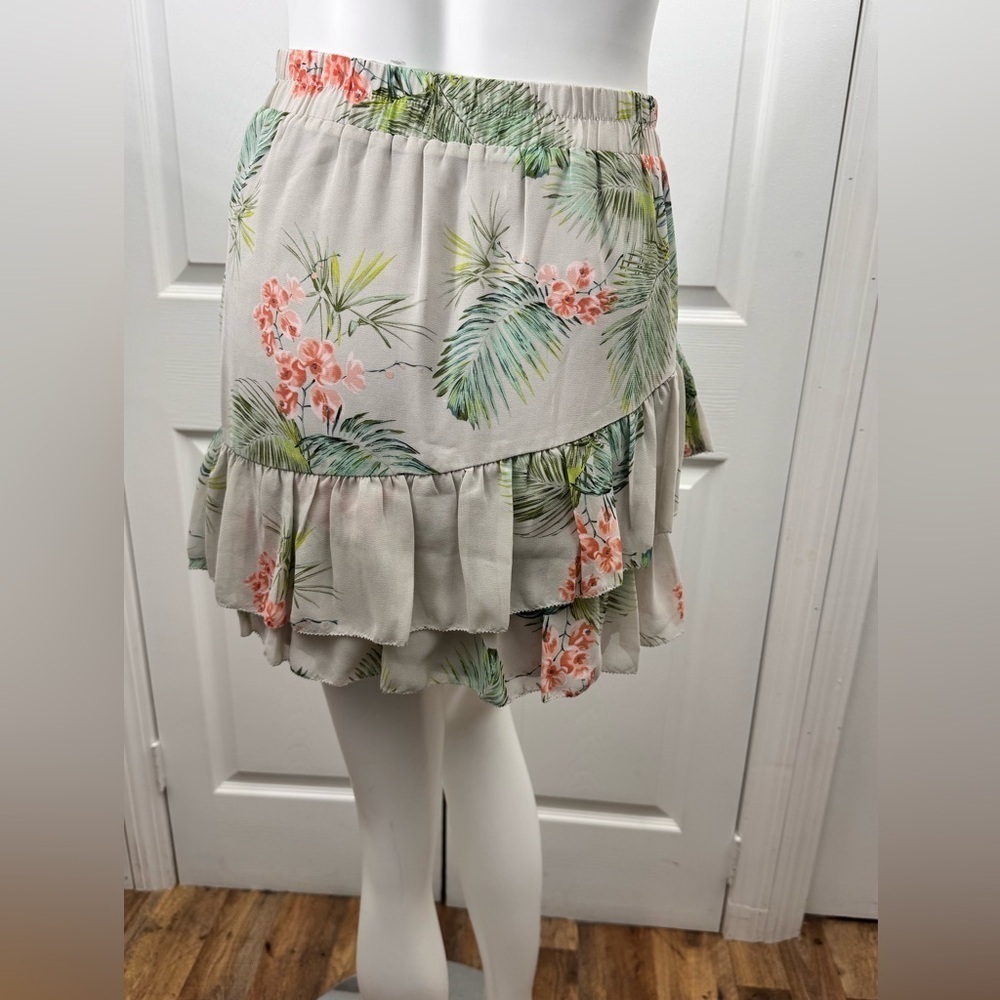 Lost + Wander Tropical Floral Tiered Ruffle Mini Skirt NWT Resort Boho XS, M NWT - Picture 3 of 14